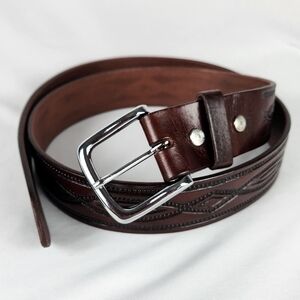 Mens Genuine Leather Casual Work Belt 38 LX 1.5 W Heavy Duty Western Style Belt